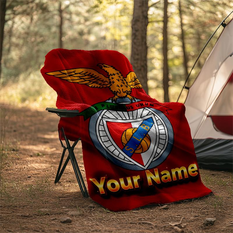 1pc Personalized Name B-Benfica Theme Blanket - Digital Print, Polyester, Cozy for All Seasons, Perfect for Outdoor, and Travel