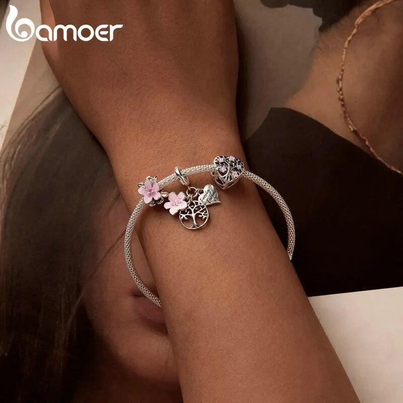 Bamoer S925 Pingente Retro E Simples Série Contas De Plantas Para Jóias De Moda Diy Bracelete - Foto 2