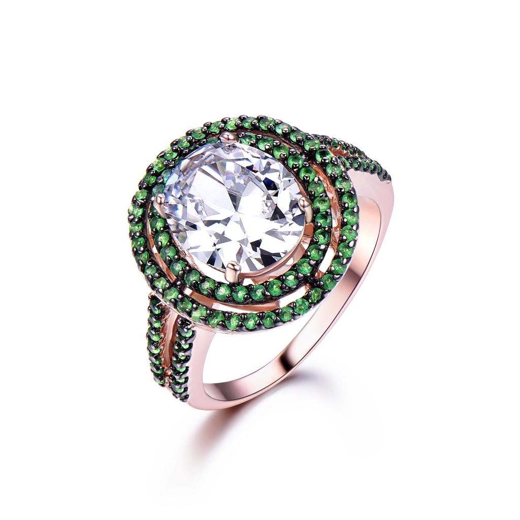 S925 srebro sześcienne cyrkonia wkładka szmaragdowy pierścionek oryginalna piękna biżuteria dla kobiet