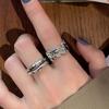 Stunning S925 Sterling Silver Minimalist Double Layer Geometric Ring For Women