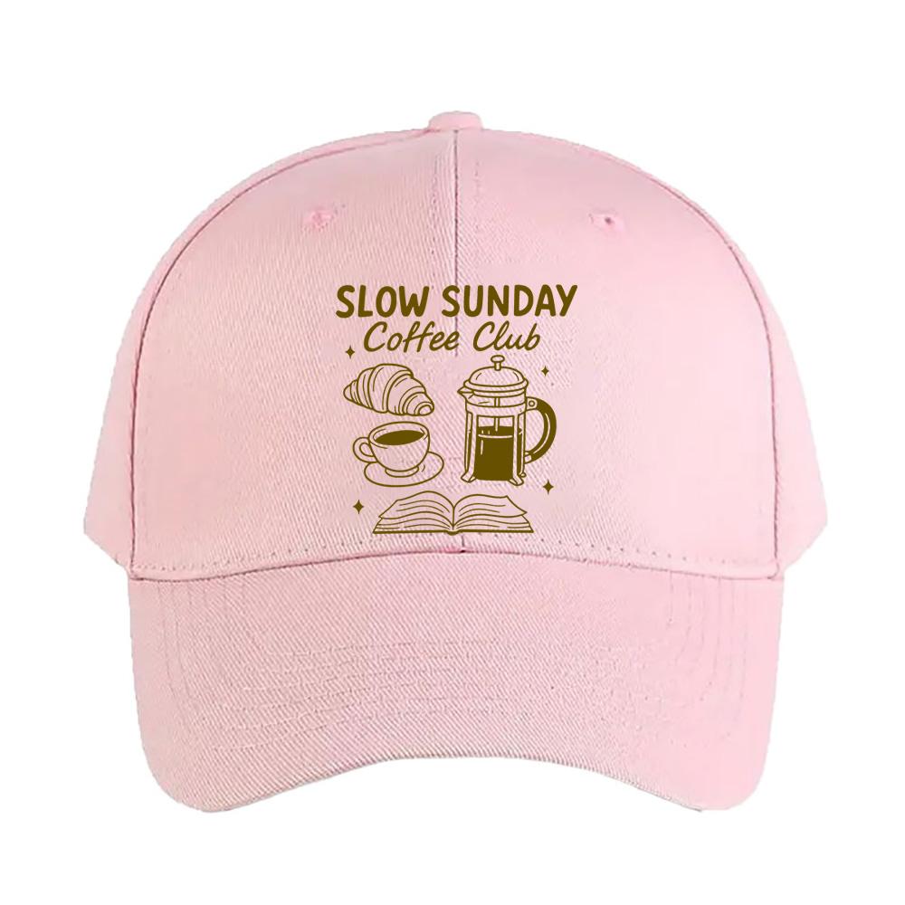Slow Sunday Coffee Club Reading Lover Caps Summer Adult Baseball Cap Adjustable with Curved Brim Duckbill Hat Sun Hats