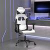 Gaming Chair with Massage Function White and Black Artificial Leather
