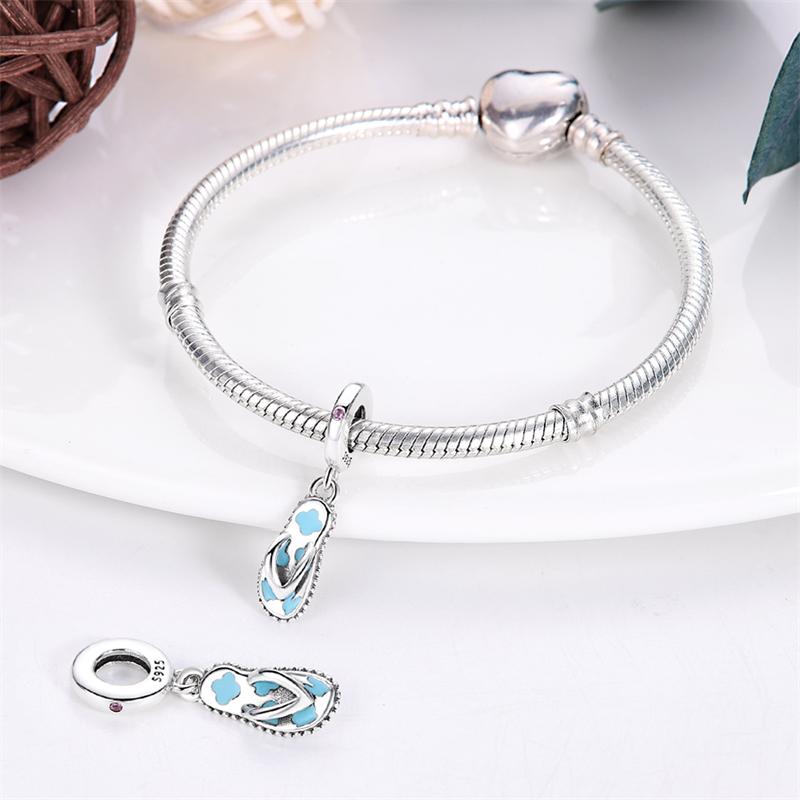 Original Copper Charms Luxury Earth Slippers Pendant Beads Fit Bracelet Diy Women Making Delicate Gift