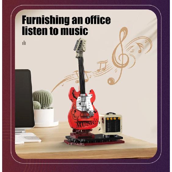 Assembling Guitar Blocks Can Be Connected To Bluetooth Speakers,home Decor,creative Small Particle Assembly Toys