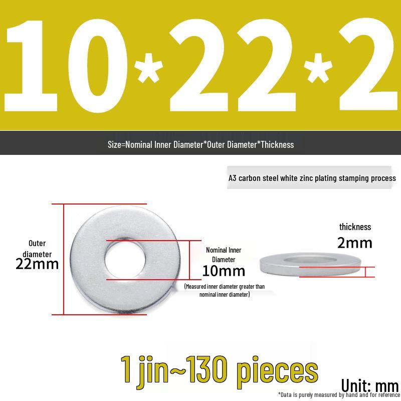 Extra Large Galvanized Metal Flat Washer - Thickened Round Screw Washer M6-M16