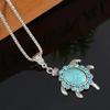 Fashionable Diamond Encrusted Turtle Turquoise Necklace Cute Blue Turtle Bohemian Sweater Chain Women's Jewelry Necklace Pendant