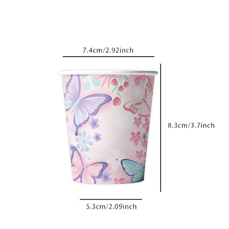 Pink Butterfly-Themed Birthday Party Set: Disposable Banners, Tableware, Paper Cups, and Paper Plates for Decorations and Party Setup