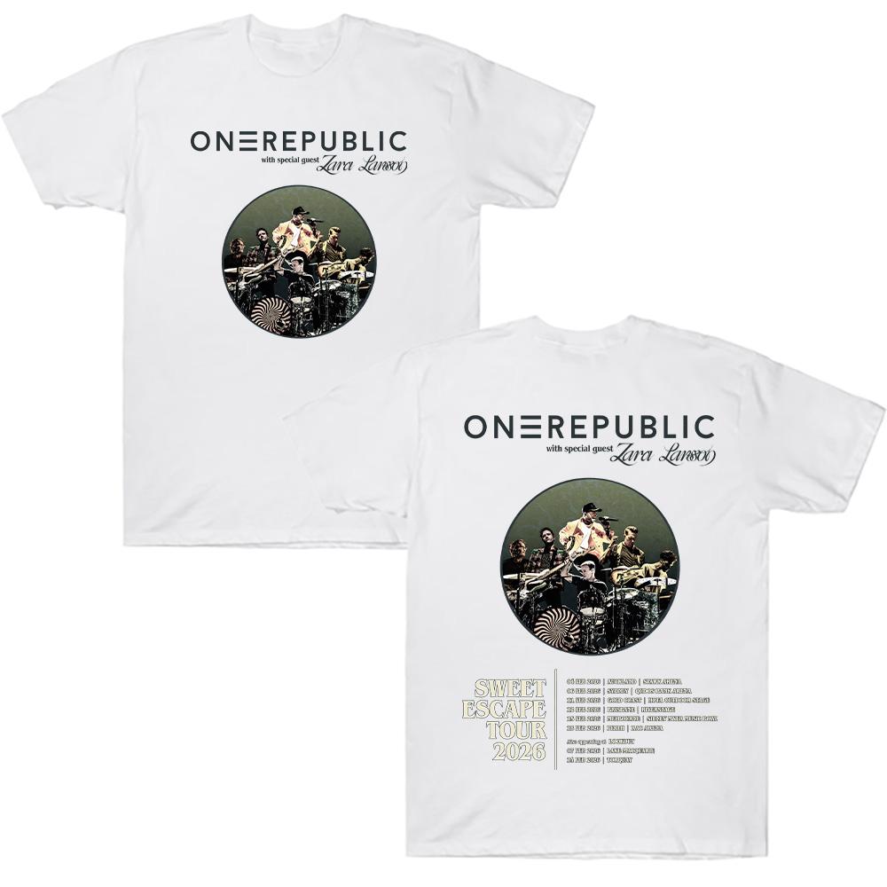 

OneRepublic Sweet Escape Tour 2026 T Shirts Graphic Tees Short Sleeve Round Collar T-Shirt Pure Cotton Women Men Clothes Y2K XXL білий