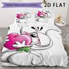 Diddl Pattern Bedding Uilt Set Uilt Cover Pillowcase Home Decoration Birthday Gift (1 * Duvet Cover + 2 * Pillowcase  Without Core)
