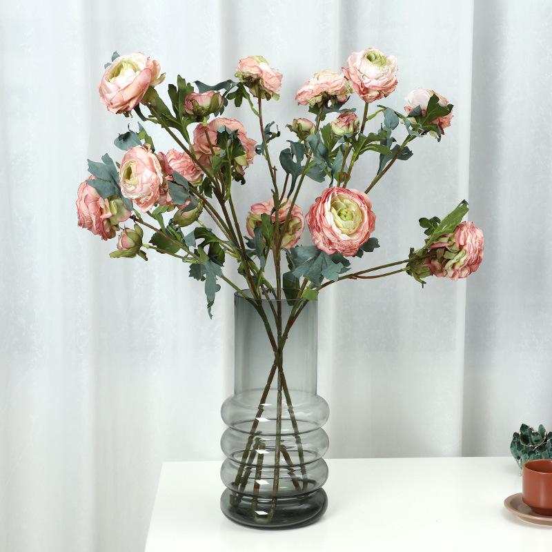Simulation flower 6 heads roasted side dew lotus European home decoration fake flower wedding arrangement flower photography props
