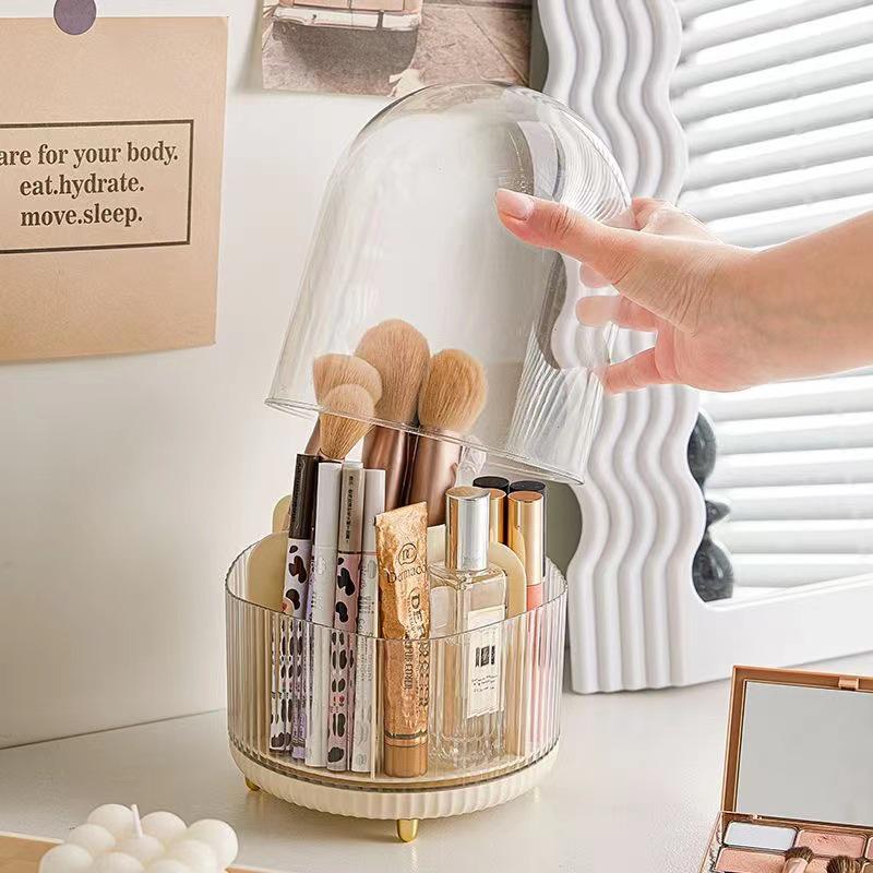 Rotating Makeup Brush and Cosmetic Holder - Desktop Organizer for Eyebrow Pencils, Eyeshadows, Lipsticks, and More