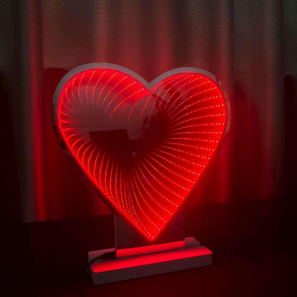 3D Valentine Heart LED Tunnel Light: Luminous Mirror Decoration for Party Atmosphere
