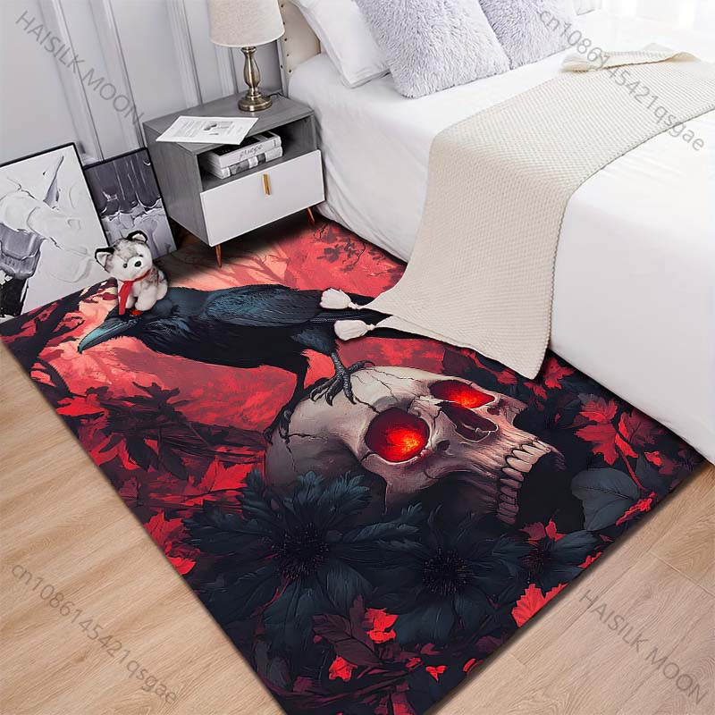 New product Raven skull dark forest Carpet for Living Room Bedroom Bedside Floor Mat Cloakroom Children Playing Mat Area Rug