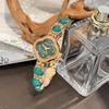 Bracciale Turchese di Alta Gamma con Design a Quadrifoglio Vintage Orologio al Quarzo Versatile da Donna Lusso Leggero