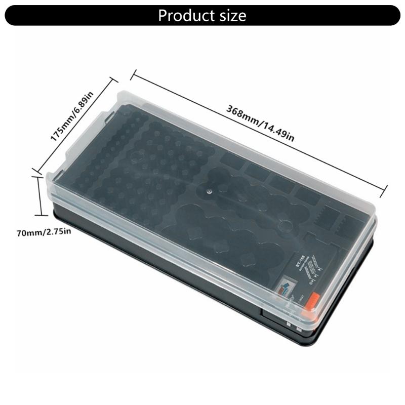 Battery Storage Box Featuring Integrated Power Tester Adjustable Partitions 116 Grid Transparent Cover