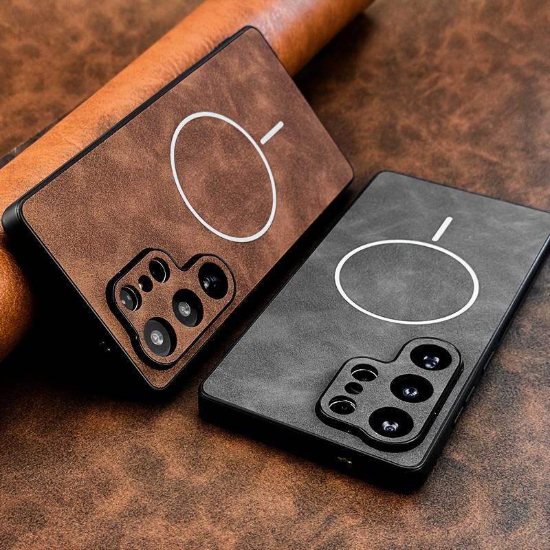 Leather Magnetic Phone Case for Samsung Galaxy S26 Ultra S25 S24 Plus S23 S22 S21 FE for Magsafe Lens Protection Cover
