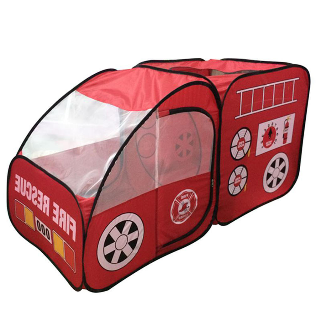Portable Travel Pop-up Tent Fire Truck Design Kids Childs Outdoor Playhouse