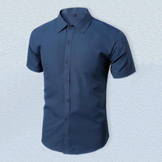 Cămașă pentru bărbați, mâneci scurte, guler răsturnat, cu un singur piept, costum casual de lucru, cămașă, haine de birou.