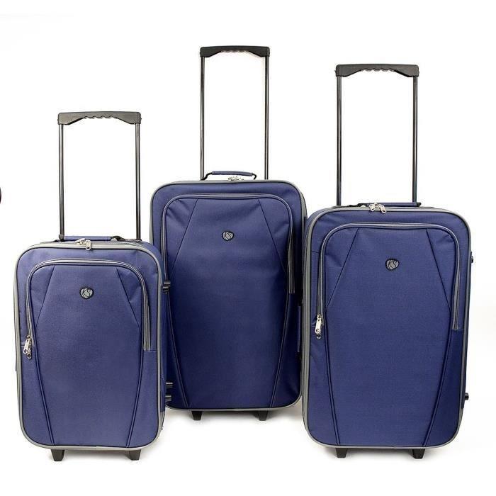 Buy Kinston Set of 3 Textile Suitcases Copenhagen Blue at affordable