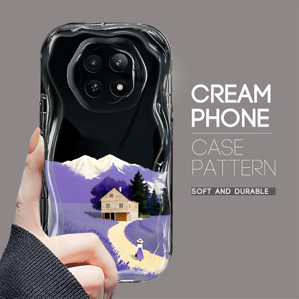 Cartoon Pattern Cream Texture Casing Wavy Edge Soft Silicone Cover Phone Case for OPPO Reno Realme OnePlus Vivo