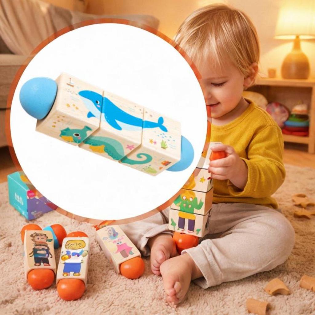 , Educational Toys, Building Blocks with Cartoon Motifs, Puzzles for Preschoolers, Gift