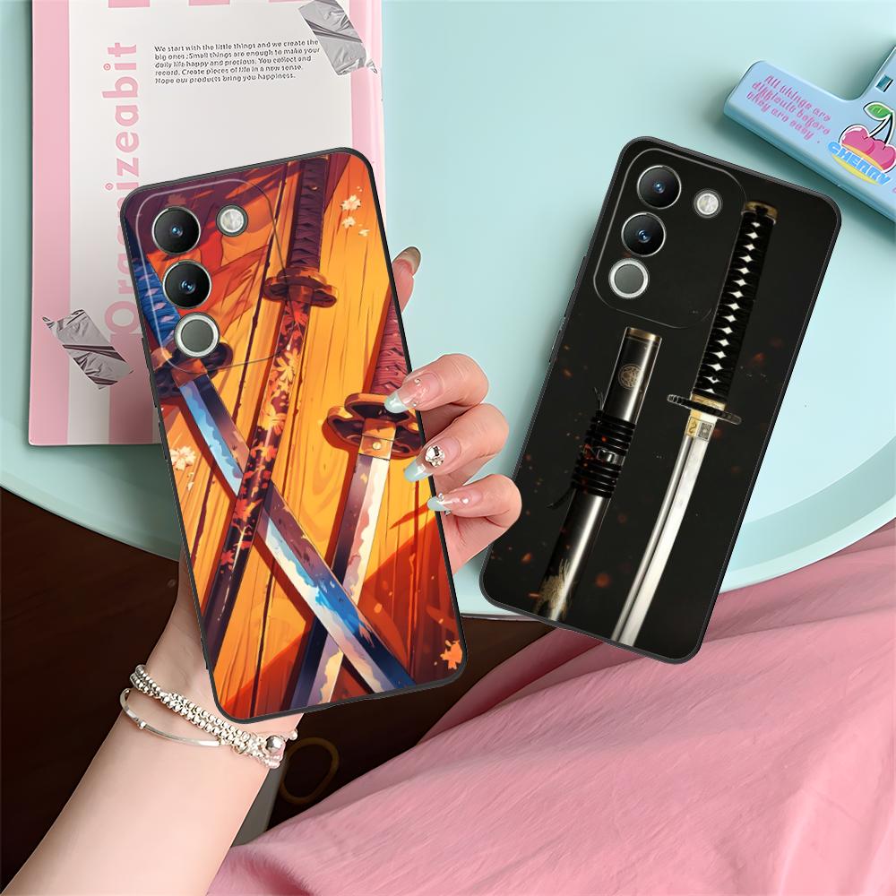 Katana Samurai Ronin Sakura Phone Case for VIVO V60 V50 V40 V30 V29 V27 V25 V23 Pro Lite 5G Colorful Printing Cover Pretty Cover