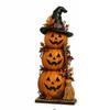 Spooky Wood Haunted House Statue Vintage Stacked Pumpkin Cart Ornament  Shelf Decor