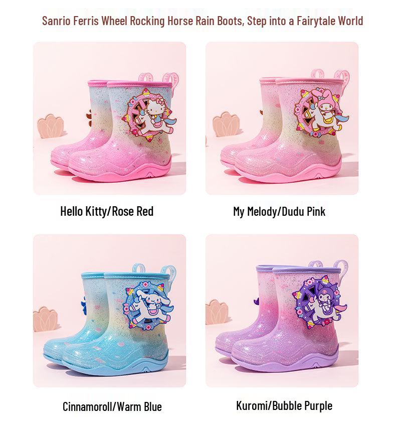 Sanrio Kids' Lightweight, Non-slip, Wear-resistant Cute Rain Boots for Girls and Toddlers