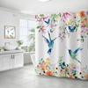 Bathroom Waterproof Curtain Digital Printing Tree Branches Bird Shower Curtain Free Punching Toilet Partition Curtain Shower Cloth