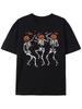 Men's & Women's Retro Dancing Skeletons & Pumpkin Print T-Shirt - Short Sleeve Casual Tee Suitable F