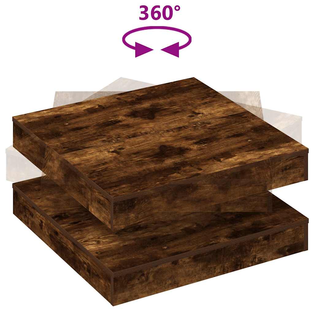 Rotating Coffee Table 360 degrees  Swivel Smoked Oak 70 x 70 x 34.5 cm