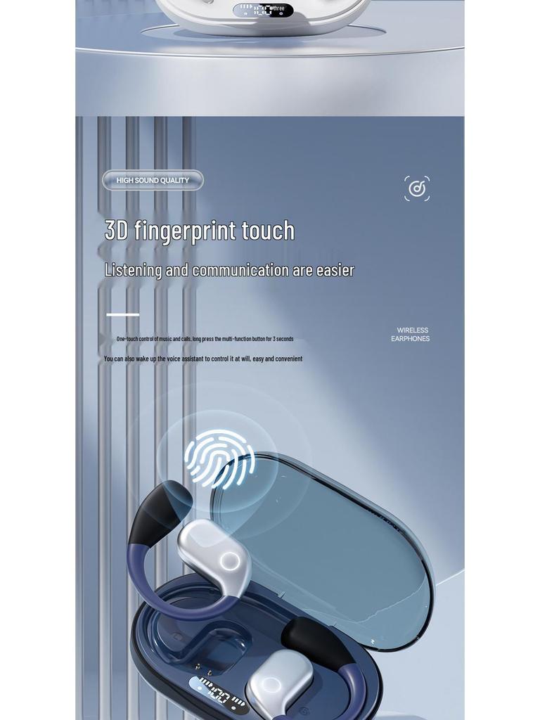 2025 Bone Conduction Bluetooth Ear-Hook Headphones: Long Battery Life, Noise Reduction, Ideal for Sports and Running