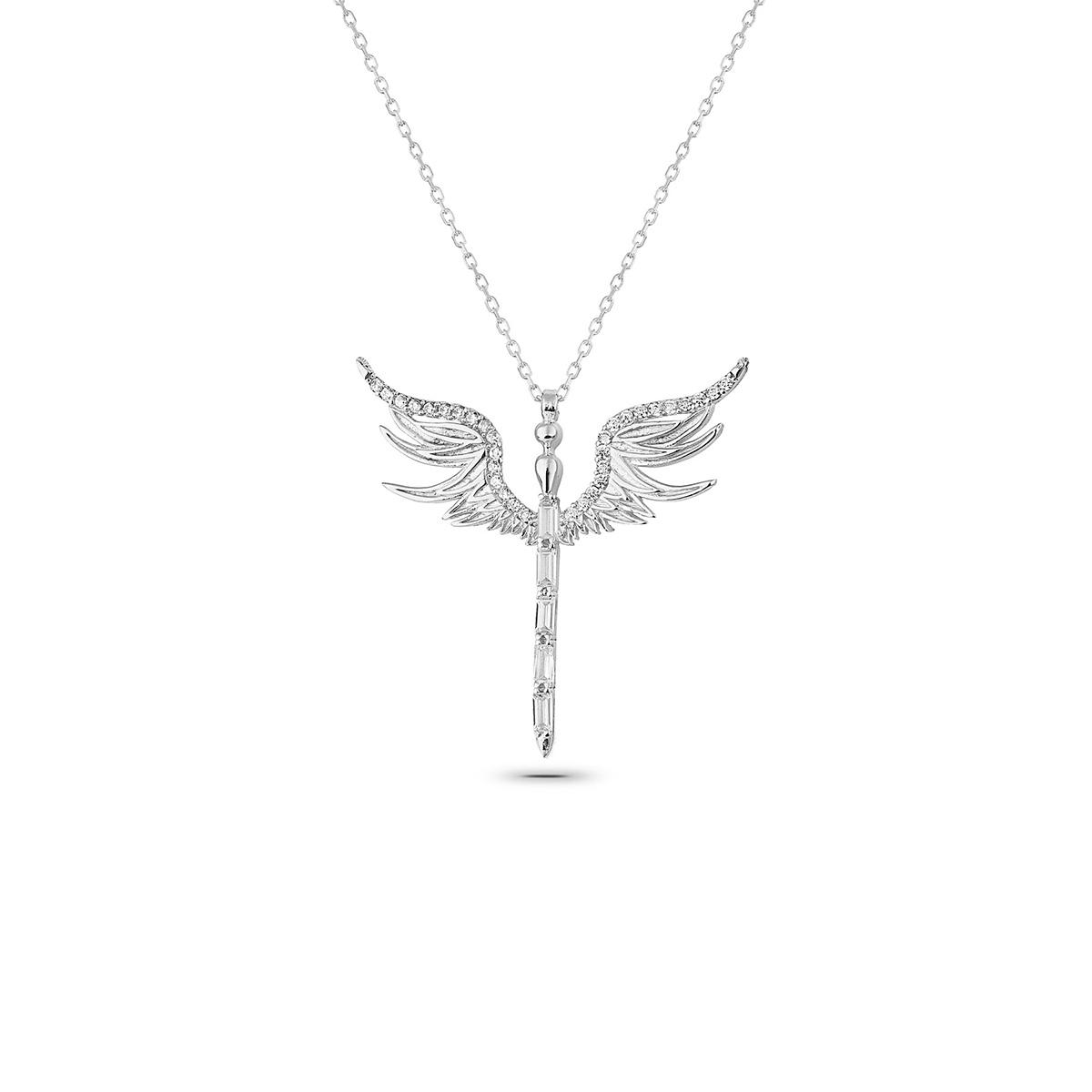 

Baget Zircon Angel Wing Pendant Ожерелье из стерлингового серебра 925 пробы