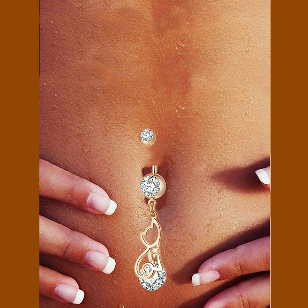 Exquisite Hollow Cat Shape Belly Button Ring Body Jewelry Piercing Navel Umbilical Nail