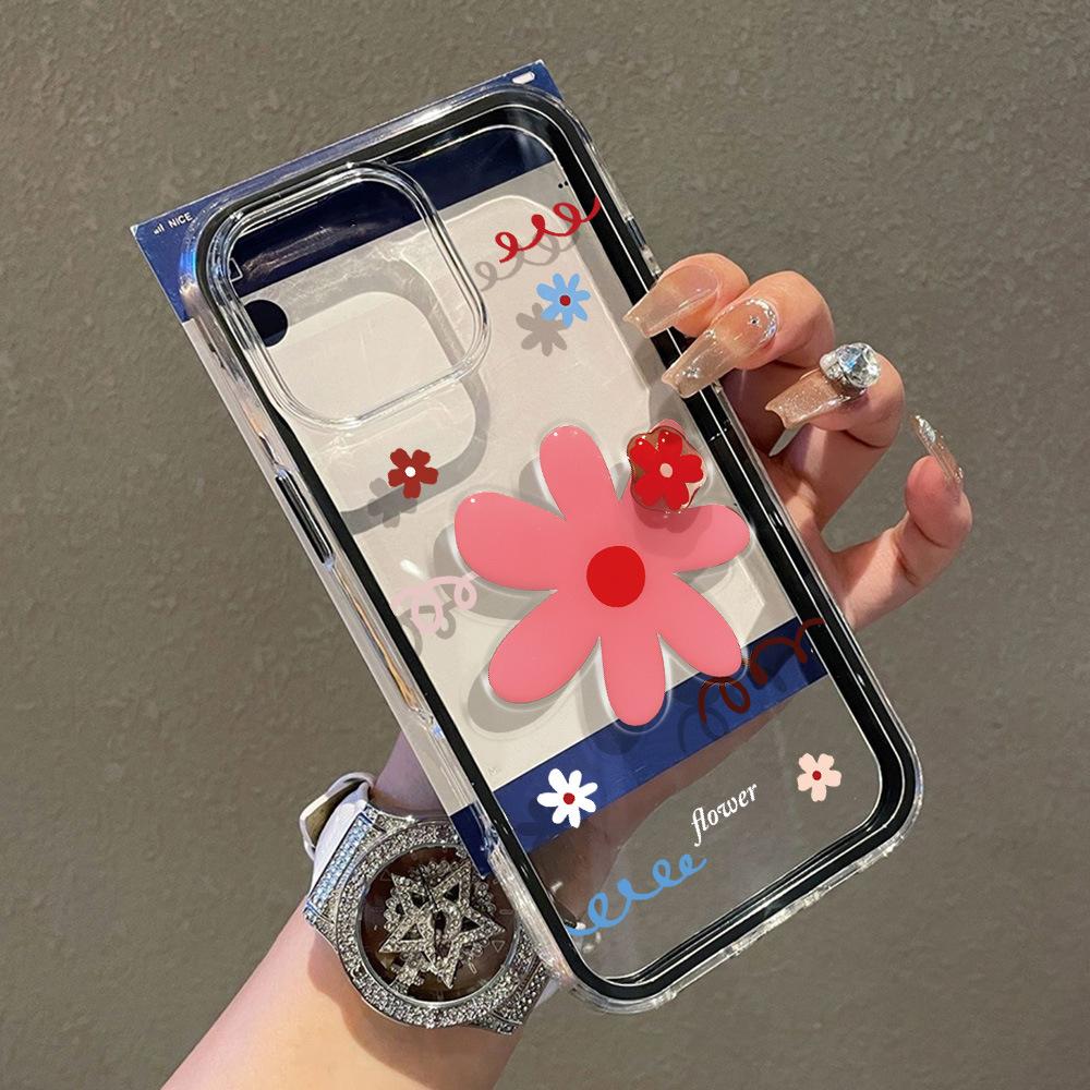 Korean style cute flowers for iPhone17 Pro Max mobile phone protective case 16 simple 15Pro niche 14