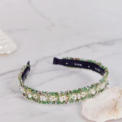 Tweed Pearl Headband P - Green