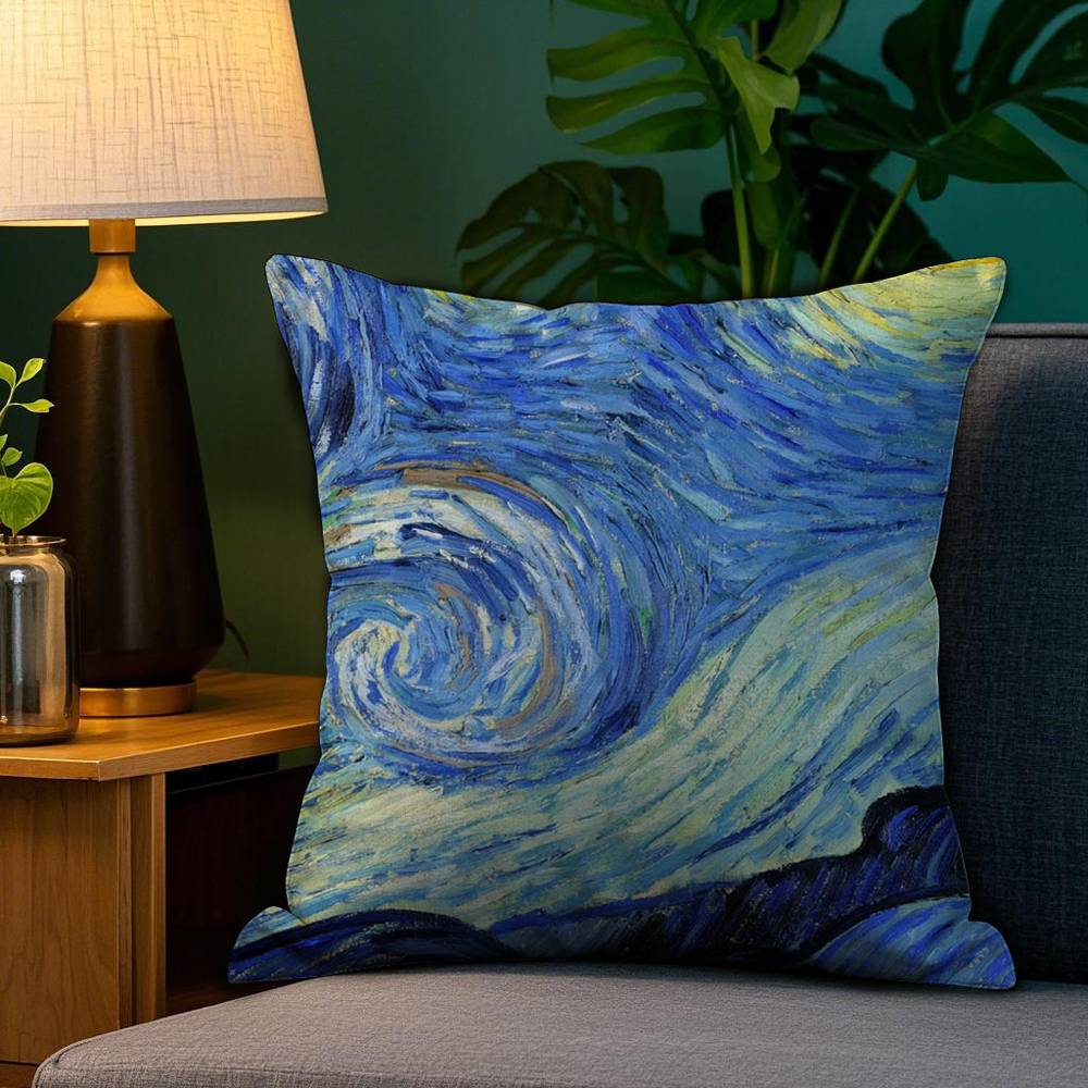 

Color Van Gogh s Starry Night Pillow Case Sofa Living Room Bedroom Double-sided Printing Square Cushion Nap Time Cushion Cover 12x12Inch