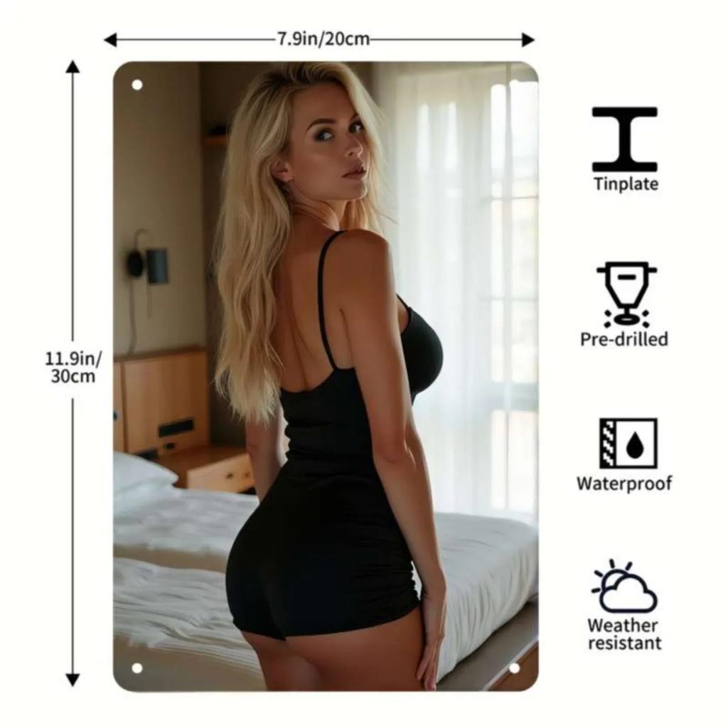 Metal Wall Art 8x12 Ft Backless Dress Elegant Black Home Cafe Bar Decor