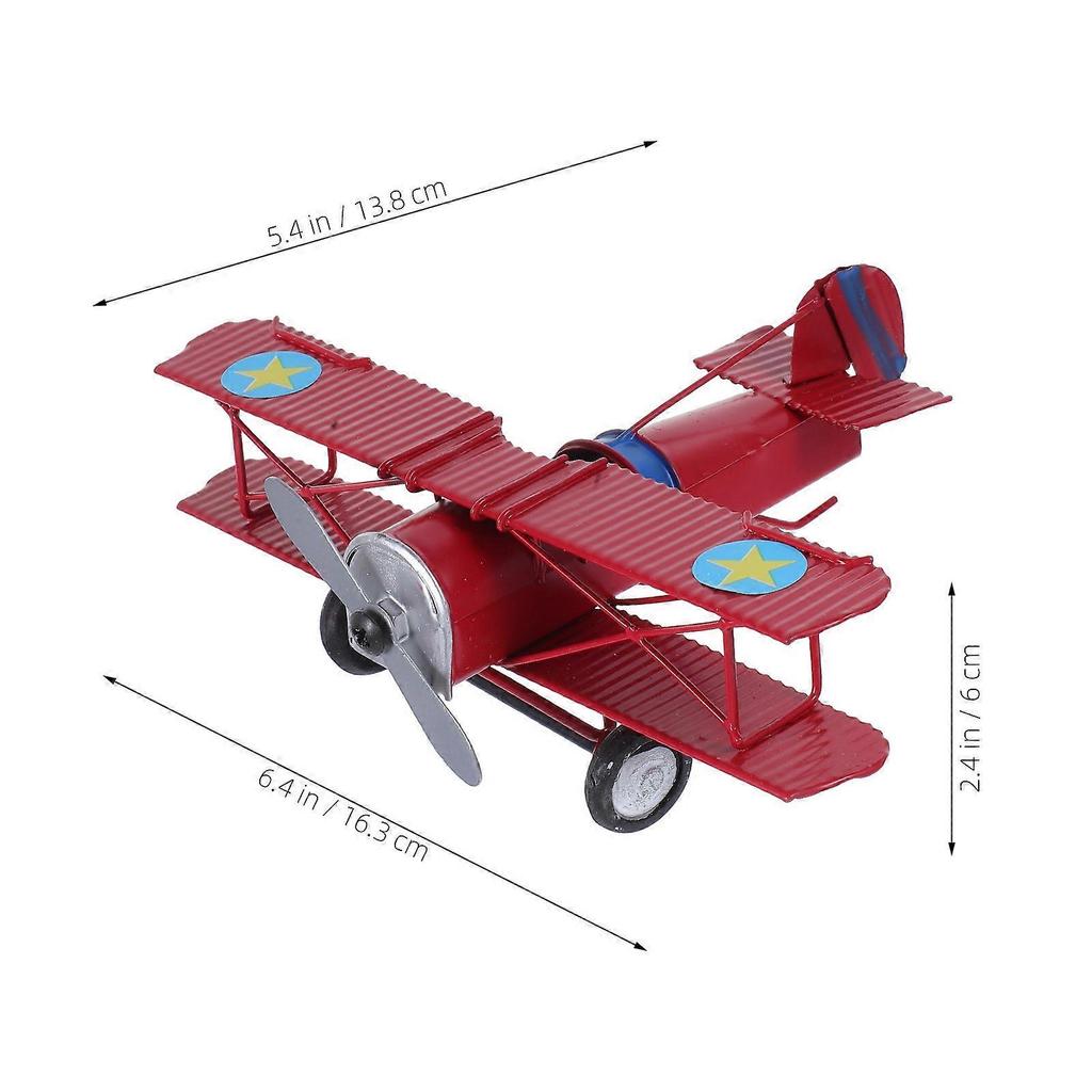 Biplane Shape Educational Toy Retro Metal Simulation Aircraft Model For Children's Toy 1Set