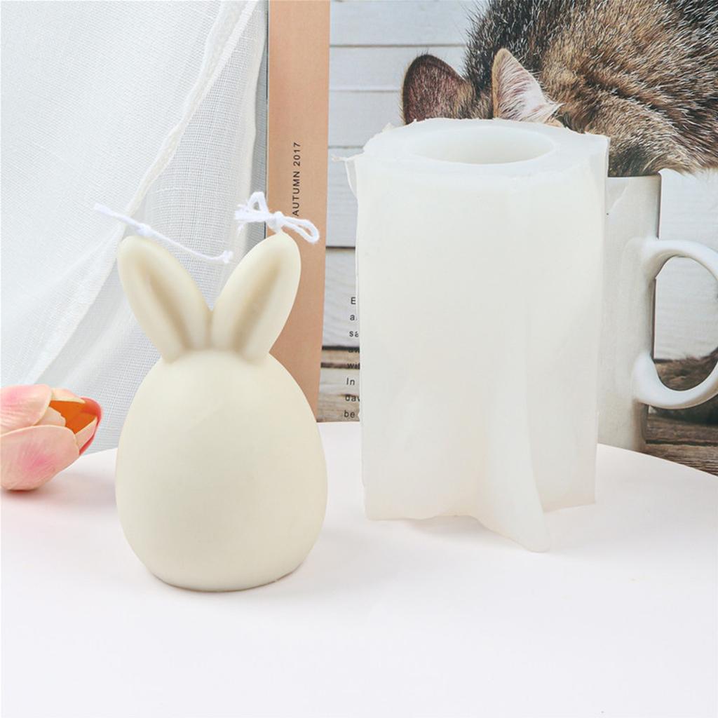 3D Rabbit Egg Mold Silicone Candle Mold for Making Fondant Cake Soap Holiday Decorations