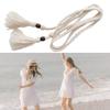 Handcraft Bohemian Cotton Rope Waist Belt for Women and Girl with Wood Beads and Tassels Perfect for Dresses and Skirt