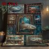 Prehistoric Fish Art 2D Flat Pattern Flannel Blanket, High Quality All Seasons, Home Decor, Warmth and Comfort, Perfect for Christmas Gifts.