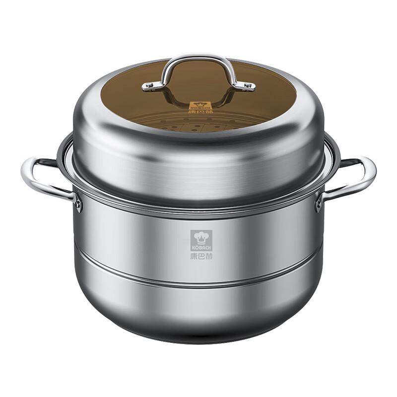 KOBBACH 30cm 304 Stainless Steel Double Steamer