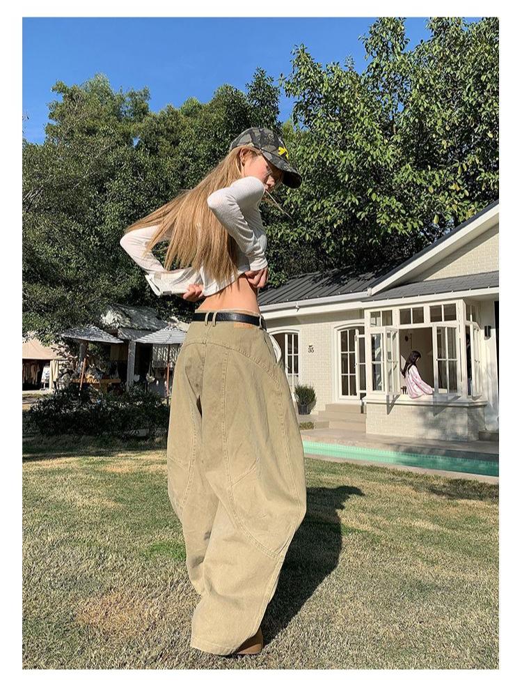 VIONA Y2K Vintage Waschung Damen Cargohosen Harajuku Säbel Weites Bein Amerikanische Retro Jeans Baggy Hosen Gyaru Streetwear
