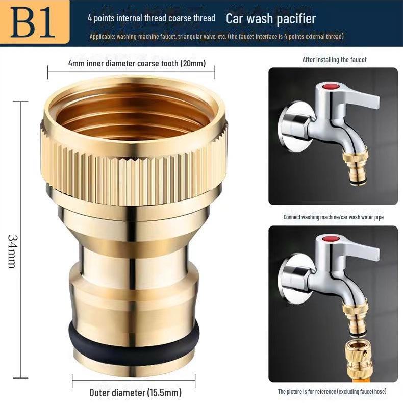 Kupfer 4-Punkt-Gewinde Standard-Wasserrohrgelenk für Waschmaschine und Autowaschpistole