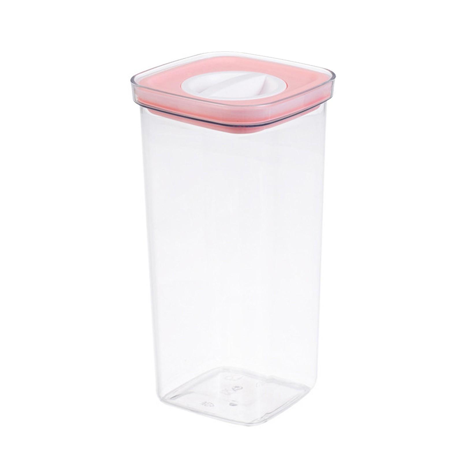 

2L Transparent Plastic Storage Container Airtight Seal Square Food Storage Box for Refrigerator Kitchen Pantry Organization One Size рожевий
