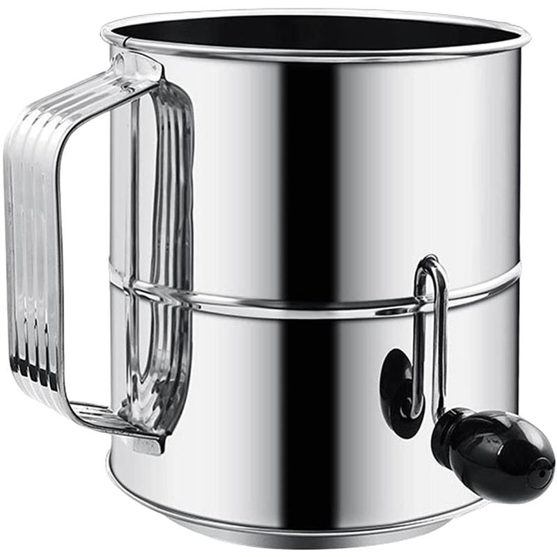 Good-Flour Sifter Hand Crank Fine Mesh Screen Universal Flour Sieve For Pastries Cupcakes Decorate Cakes Equipment