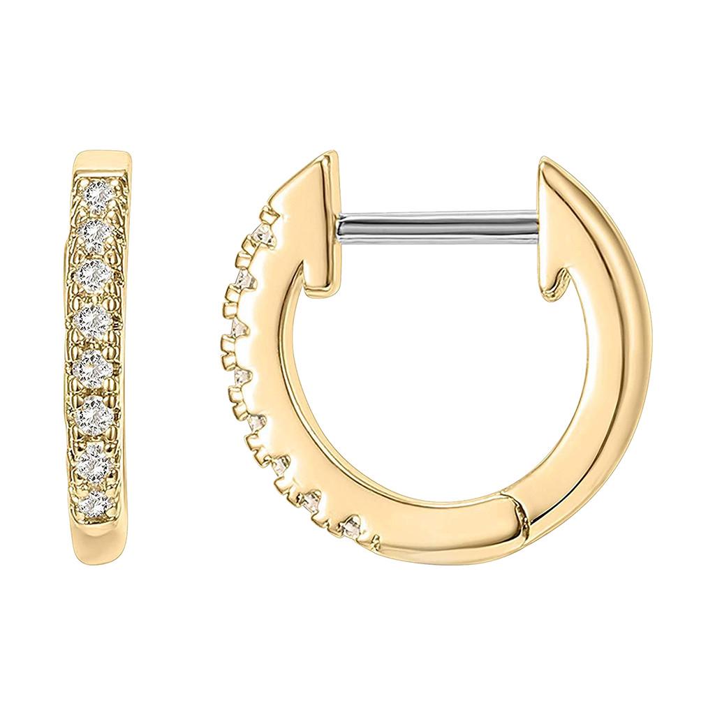 

1 пара сережек-манжет из нержавеющей стали с позолоченным цирконием Huggie Stud золотой