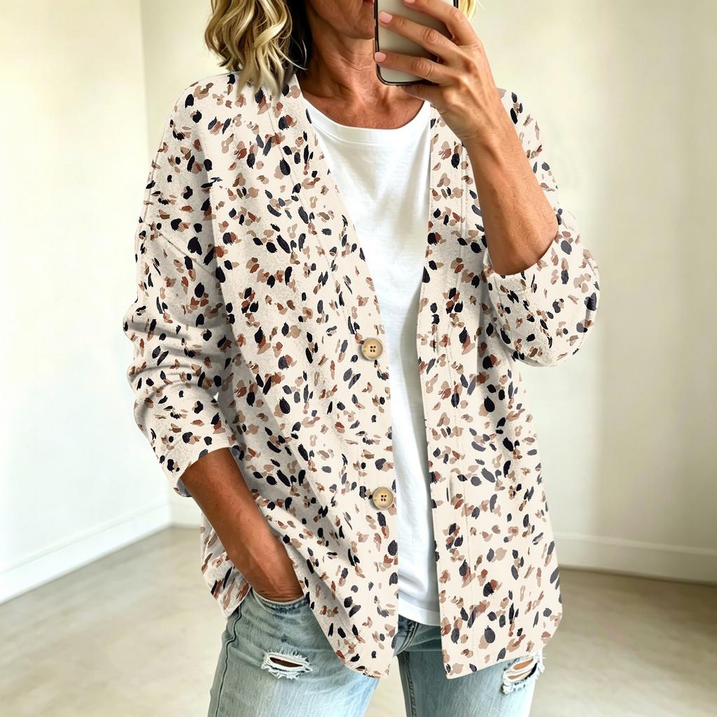 Women's Vintage Floral Print Button Front Jacket for Casual Outdoor Wear