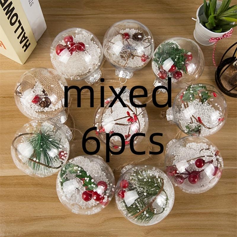 6pcs Christmas DIY Snowflake Baubles, Mixed Styles Plastic Assemblable Ornaments for Xmas Tree Party Photo Decor